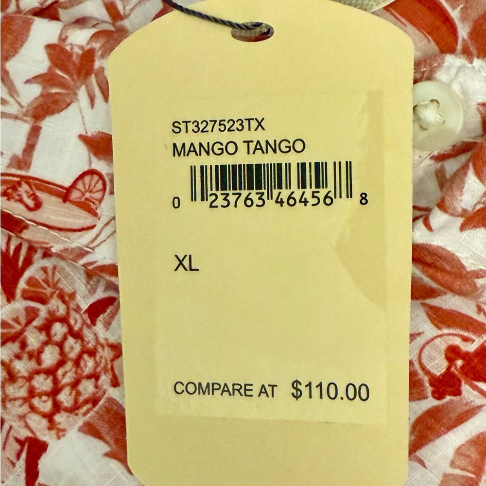 NWT Men’s Tommy‎ Bahama Short Sleeve Hawaiian Cotton Shirt Mango Tango - Picture 13 of 15